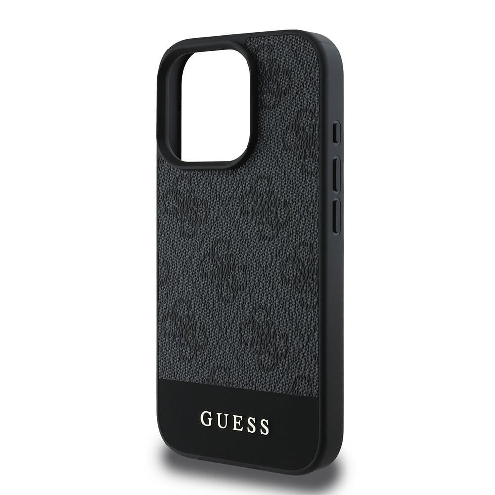 Apple iPhone 16 Pro Max Kılıf Guess Orjinal Lisanslı PU Deri Şerit Logo Dizaynlı Kapak