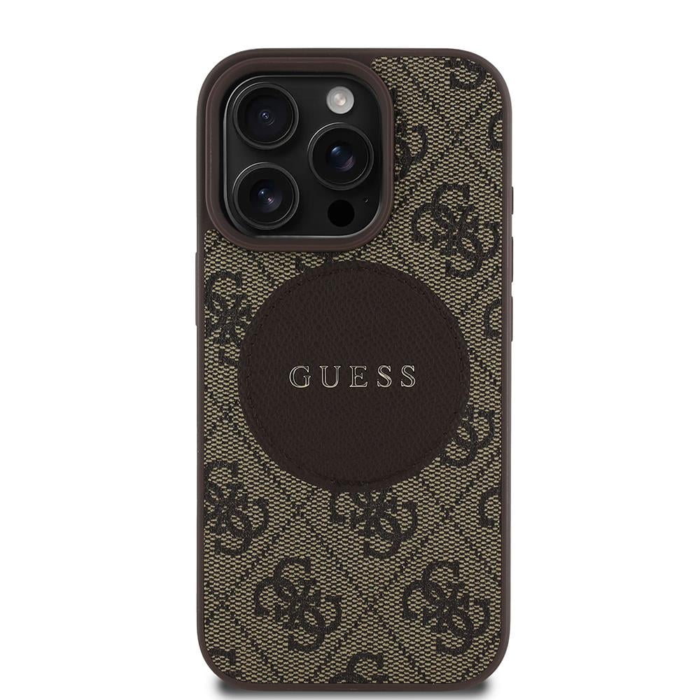 Apple iPhone 16 Pro Max Kılıf Guess Orjinal Lisanslı M-safe Şarj Özellikli Yazı Logolu Circle Classic Kapak