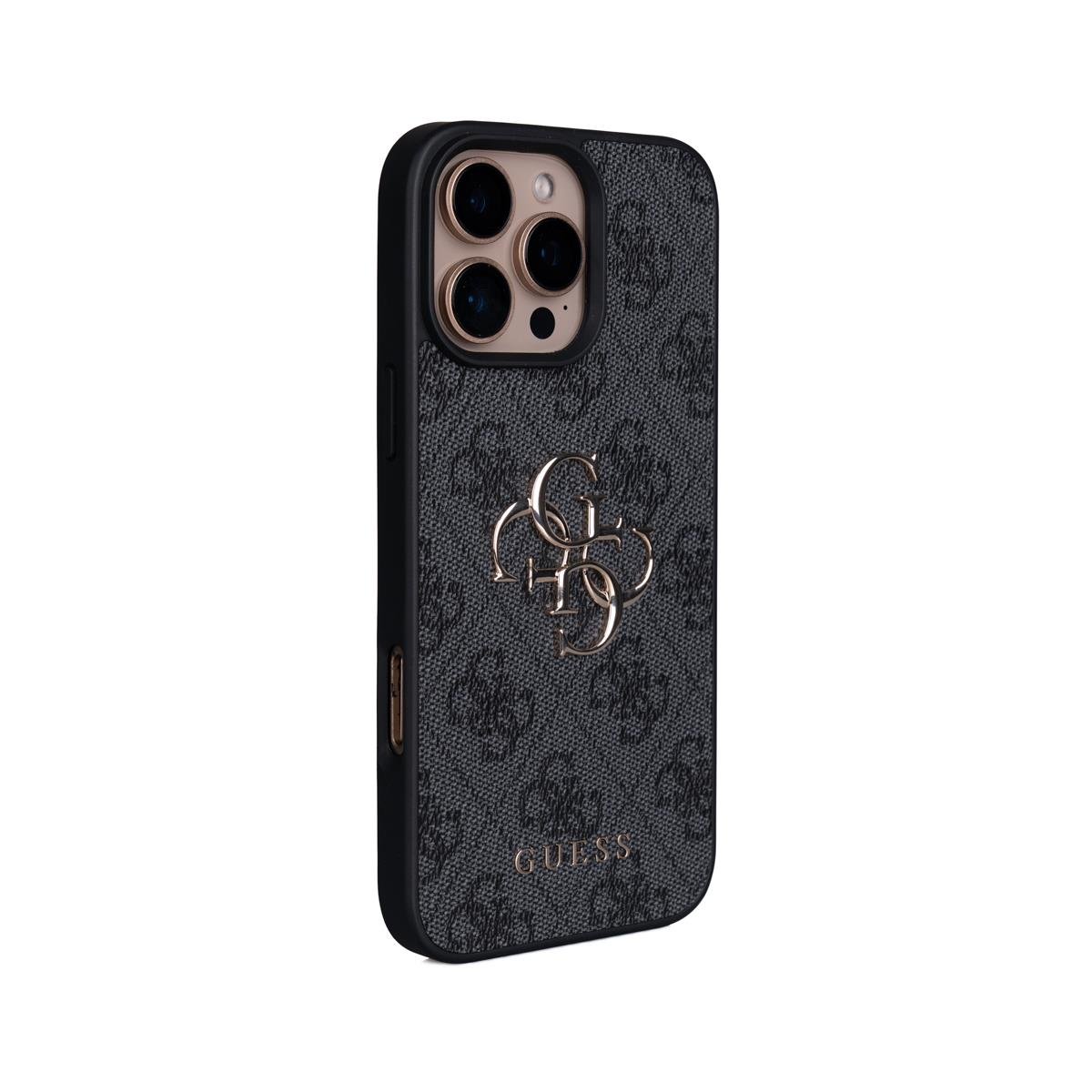 Apple iPhone 16 Pro Max Kılıf Guess Orjinal Lisanslı PU Deri 4G Büyük Metal Logolu Çapraz Vücut Askılı Kapak