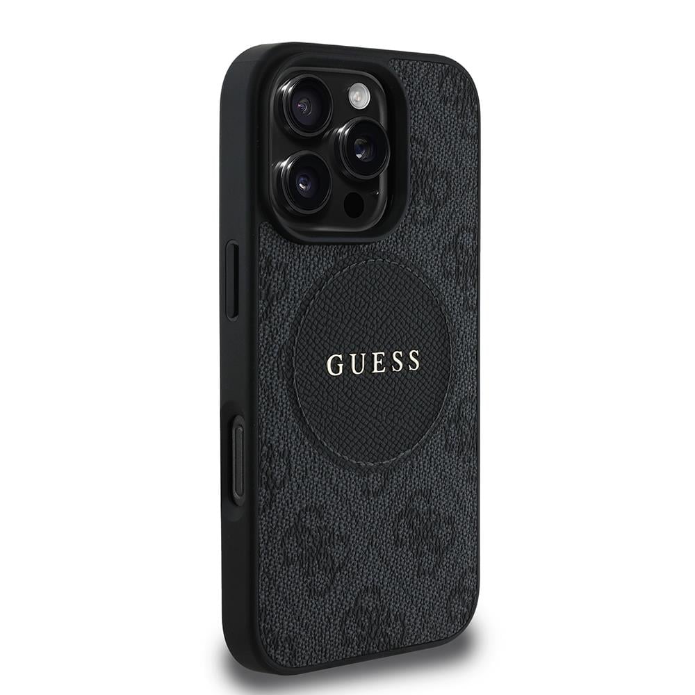 Apple iPhone 16 Pro Max Kılıf Guess Orjinal Lisanslı M-safe Şarj Özellikli Yazı Logolu Circle Classic Kapak