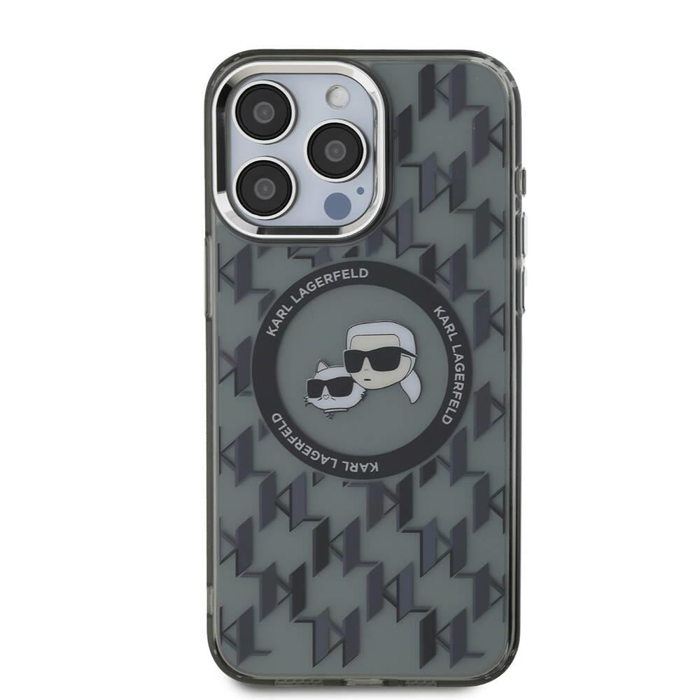 Apple iPhone 16 Pro Max Kılıf Karl Lagerfeld Orjinal Lisanslı M-safe Şarj Özellikli IML Baskılı Metal Monogram KC Heads Kapak