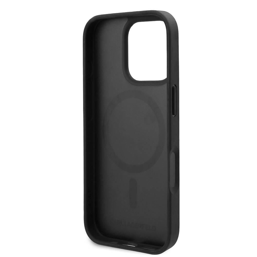 Apple iPhone 16 Pro Max Kılıf Karl Lagerfeld Orjinal Lisanslı M-safe Şarj Özellikli KL Yazılı Hot Stamp Kapak