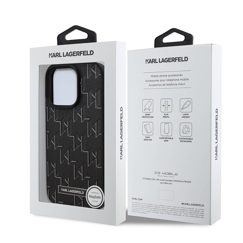 Apple iPhone 16 Pro Max Kılıf Karl Lagerfeld Orjinal Lisanslı M-safe Şarj Özellikli KL Yazılı Hot Stamp Kapak