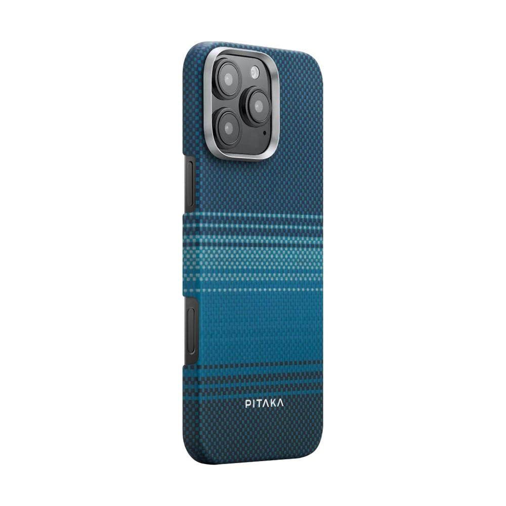 Apple iPhone 16 Pro Max Kılıf M-safe Şarj Özellikli Aramid Fiber Pitaka Tactile Woven Sunset-Moonrise Serisi Moonrise Kapak
