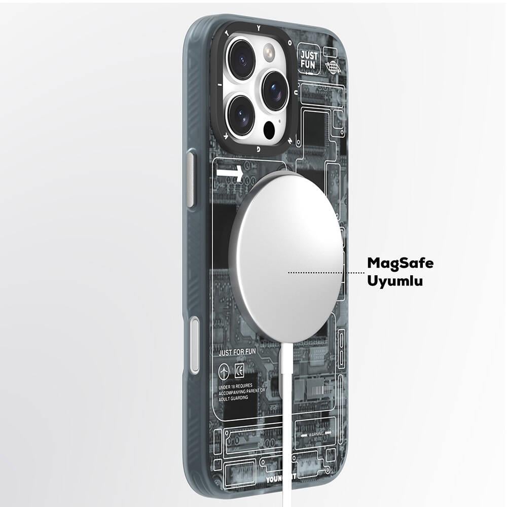Apple iPhone 16 Pro Max Kılıf M-safe Şarj Özellikli Youngkit Technology Serisi Kapak