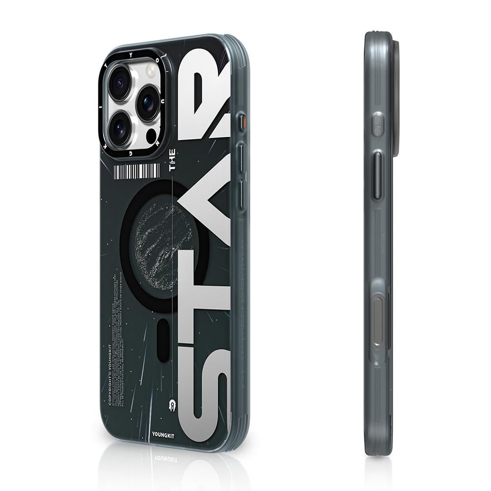 Apple iPhone 16 Pro Max Kılıf M-safe Şarj Özellikli Airbagli Hologram Tasarımlı Youngkit Interstellar Serisi Kapak