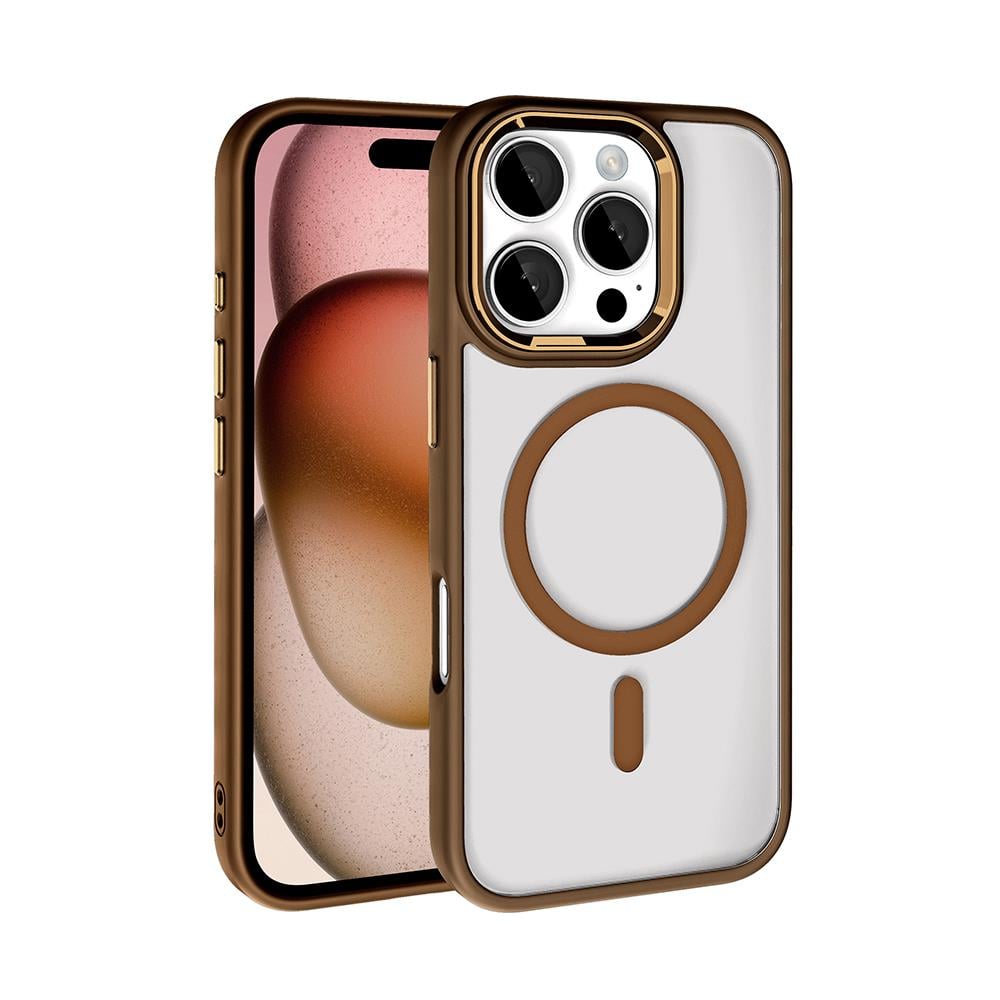 Apple iPhone 16 Pro Max Kılıf Wireless Şarj Özellikli Zore Krom M-safe Silikon Kapak