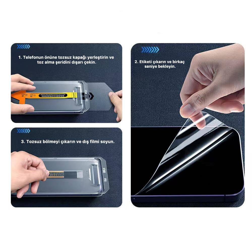 Apple iPhone 16 Pro Max Zore 3D Mobi HD Temperli Cam Ekran Koruyucu + Kolay Uygulama Aparatı