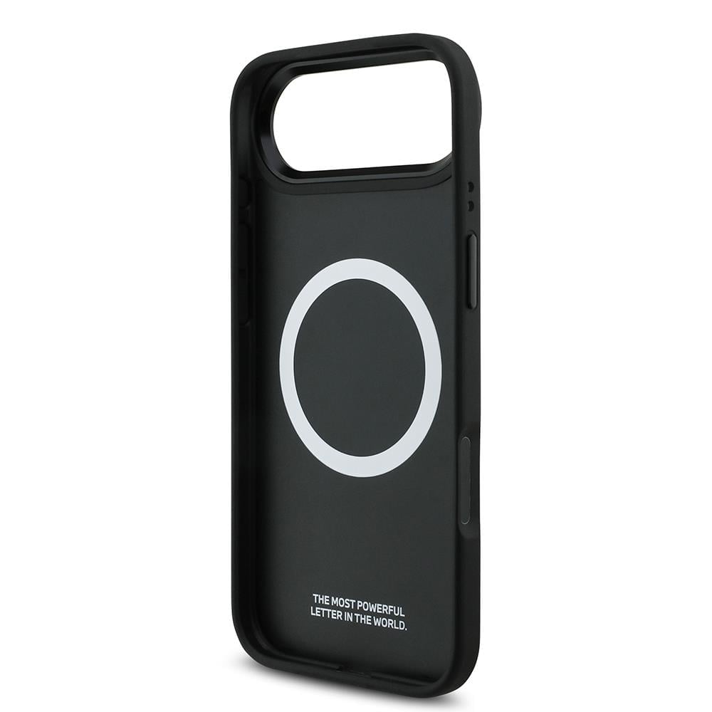 Apple iPhone 17 Air Kılıf BMW Orjinal Lisanslı M-safe Şarj Özellikli M Logolu Üç Şeritli Delikli Deri Kapak
