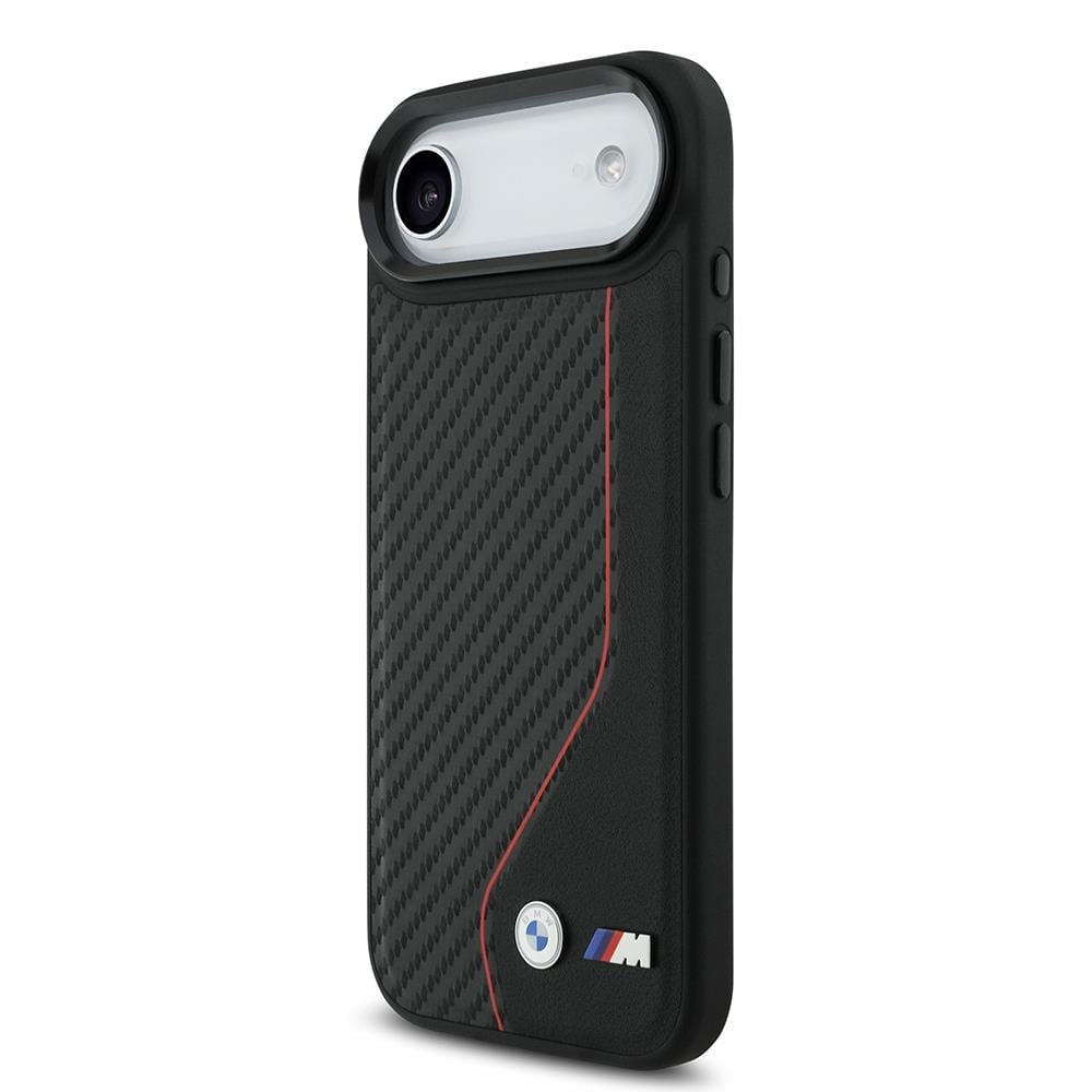 Apple iPhone 17 Air Kılıf BMW Orjinal Lisanslı M-safe Şarj Özellikli Metal BMW ve M Logolu PU Karbon Tasarımlı Kapak