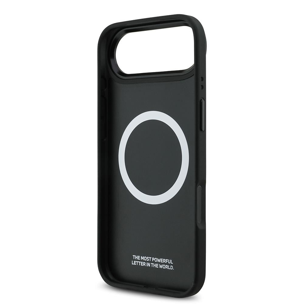 Apple iPhone 17 Air Kılıf BMW Orjinal Lisanslı M-safe Şarj Özellikli M Logolu Üç Şeritli Delikli Deri Kapak