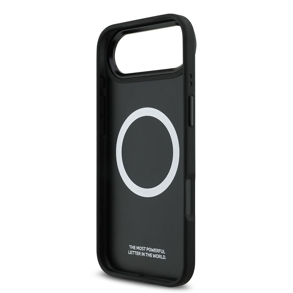 Apple iPhone 17 Air Kılıf BMW Orjinal Lisanslı M-safe Şarj Özellikli Deri Arka Yüzey Metal Logolu Delikli Şerit Tasarımlı Kapak