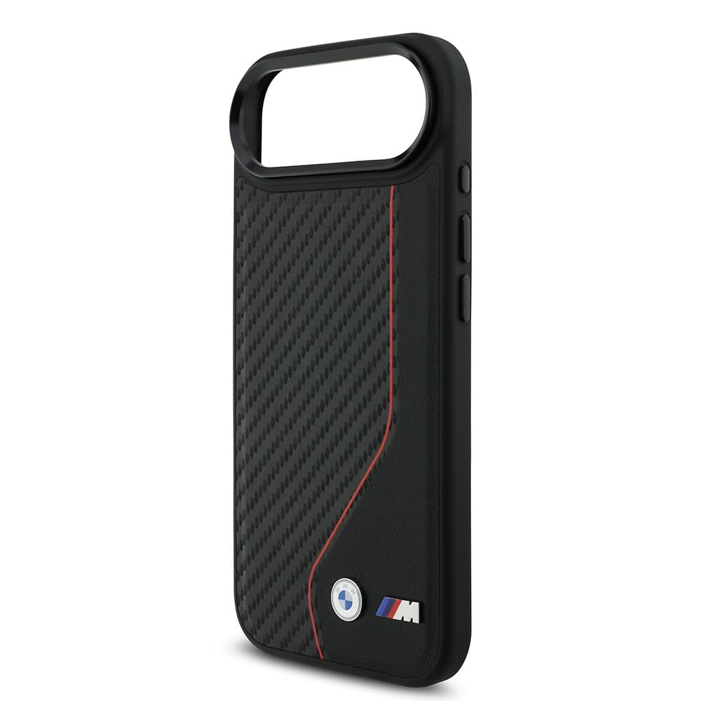 Apple iPhone 17 Air Kılıf BMW Orjinal Lisanslı M-safe Şarj Özellikli Metal BMW ve M Logolu PU Karbon Tasarımlı Kapak