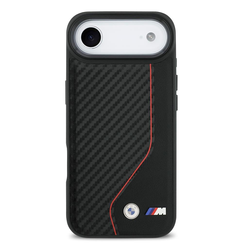 Apple iPhone 17 Air Kılıf BMW Orjinal Lisanslı M-safe Şarj Özellikli Metal BMW ve M Logolu PU Karbon Tasarımlı Kapak