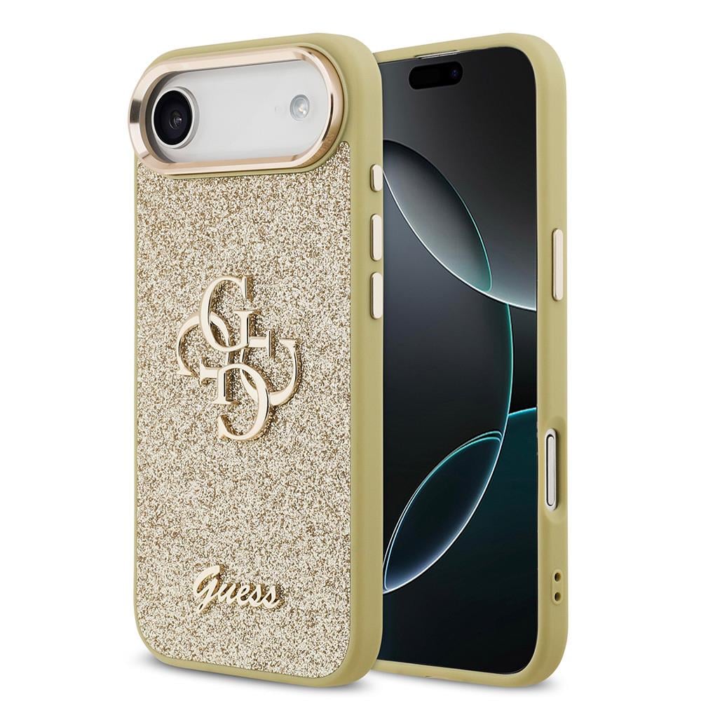 Apple iPhone 17 Air Kılıf Guess Orjinal Lisanslı 4G Büyük Metal Kamera Çerçeveli ve Logolu Glitter Kapak