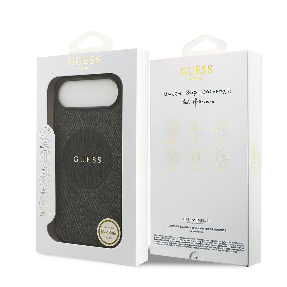 Apple iPhone 17 Air Kılıf Guess Orjinal Lisanslı M-safe Şarj Özellikli Yazı Logolu Circle Classic Kapak