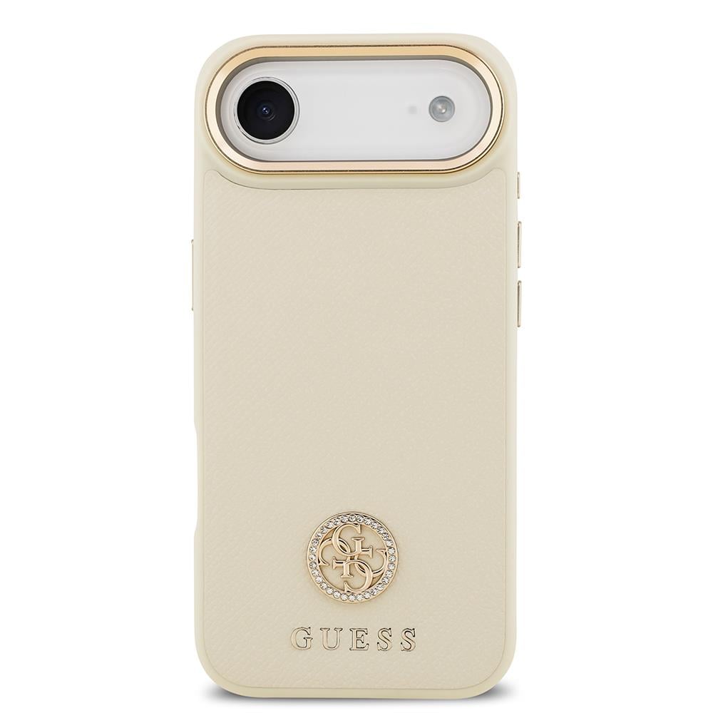 Apple iPhone 17 Air Kılıf Guess Orjinal Lisanslı M-safe Şarj Özellikli Grained Yazı ve Taşlı 4G Logolu Kapak
