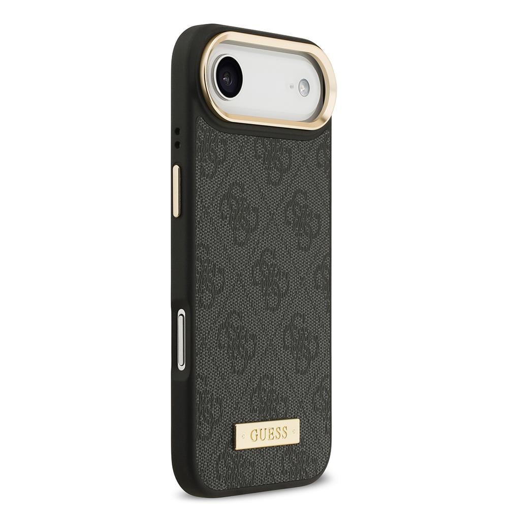 Apple iPhone 17 Air Kılıf Guess Orjinal Lisanslı M-safe Şarj Özellikli 4G Desenli PU Metal Plaka Klasik Logolu Kapak