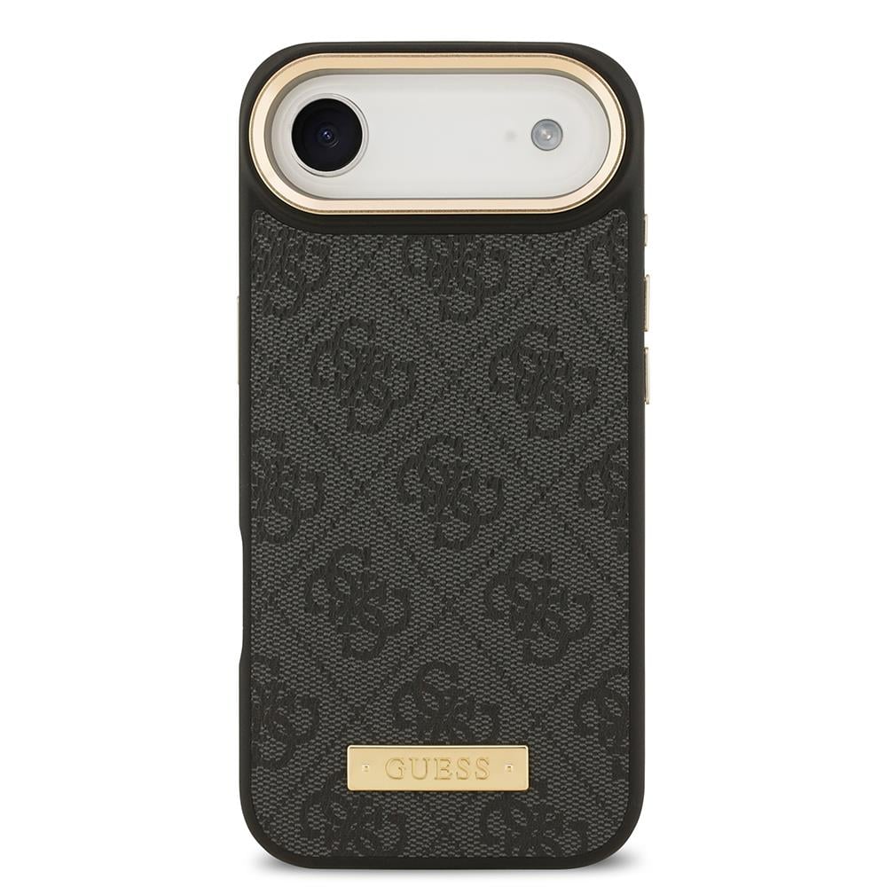 Apple iPhone 17 Air Kılıf Guess Orjinal Lisanslı M-safe Şarj Özellikli 4G Desenli PU Metal Plaka Klasik Logolu Kapak