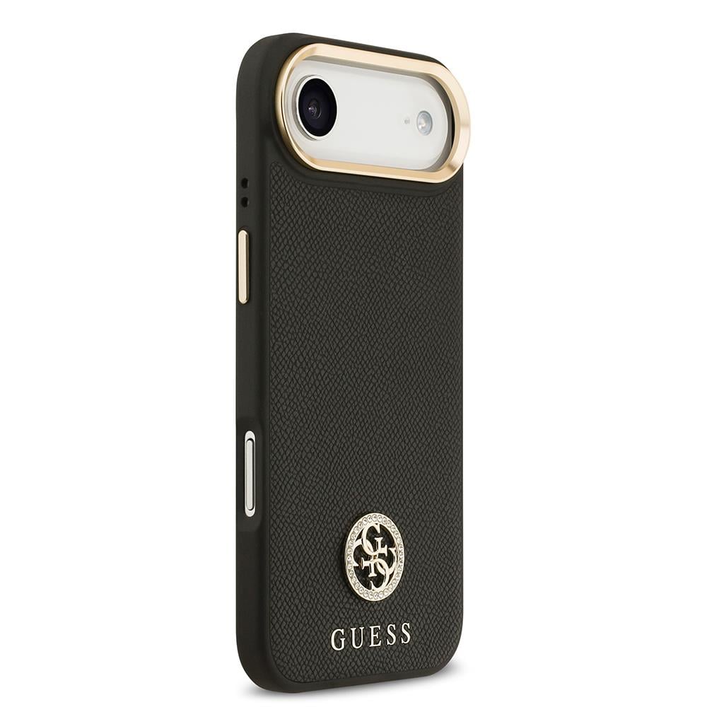 Apple iPhone 17 Air Kılıf Guess Orjinal Lisanslı M-safe Şarj Özellikli Grained Yazı ve Taşlı 4G Logolu Kapak