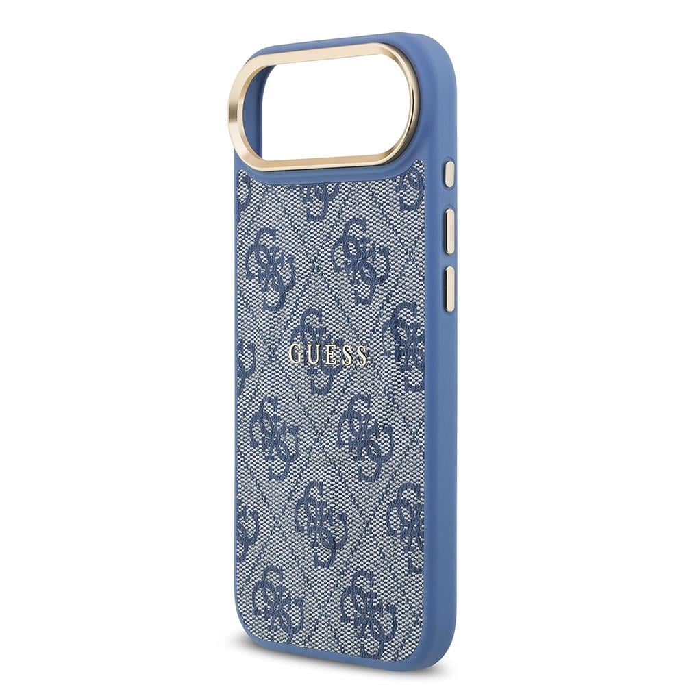 Apple iPhone 17 Air Kılıf Guess Orjinal Lisanslı M-safe Şarj Özellikli Gold Metal Kamera Çerçeveli PU Deri 4G Desenli Yazı Logolu Kapak