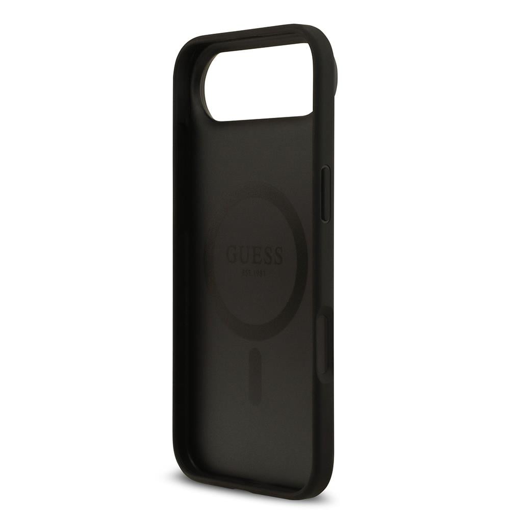 Apple iPhone 17 Air Kılıf Guess Orjinal Lisanslı M-safe Şarj Özellikli Taneli Çiçek Tasarımlı Metal Yazı Logolu Kapak