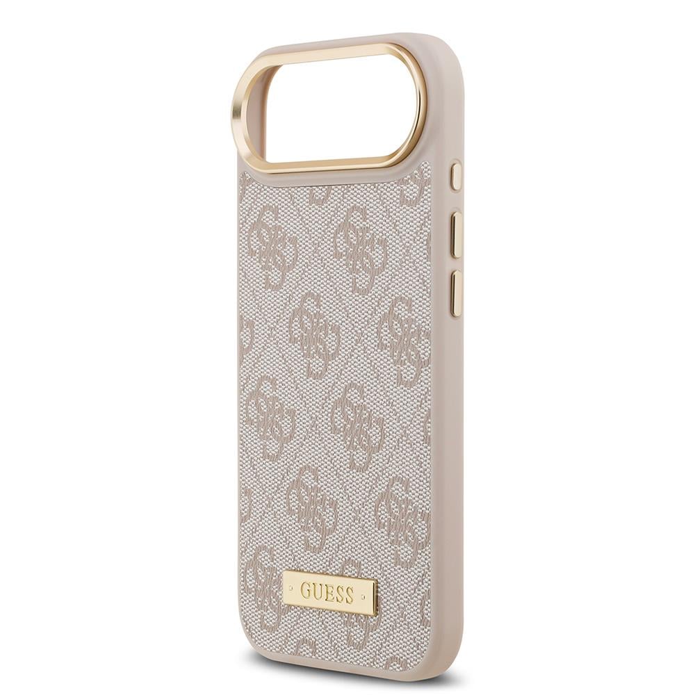 Apple iPhone 17 Air Kılıf Guess Orjinal Lisanslı M-safe Şarj Özellikli 4G Desenli PU Metal Plaka Klasik Logolu Kapak