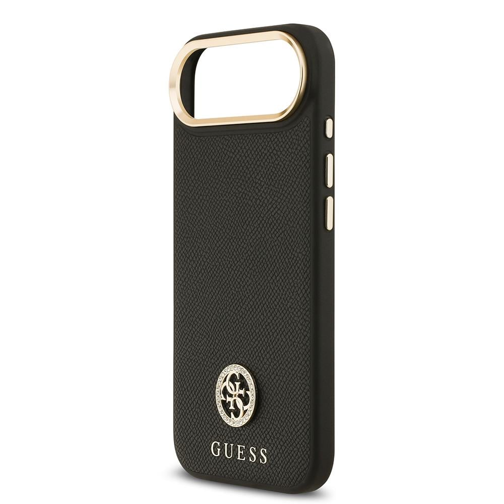 Apple iPhone 17 Air Kılıf Guess Orjinal Lisanslı M-safe Şarj Özellikli Grained Yazı ve Taşlı 4G Logolu Kapak