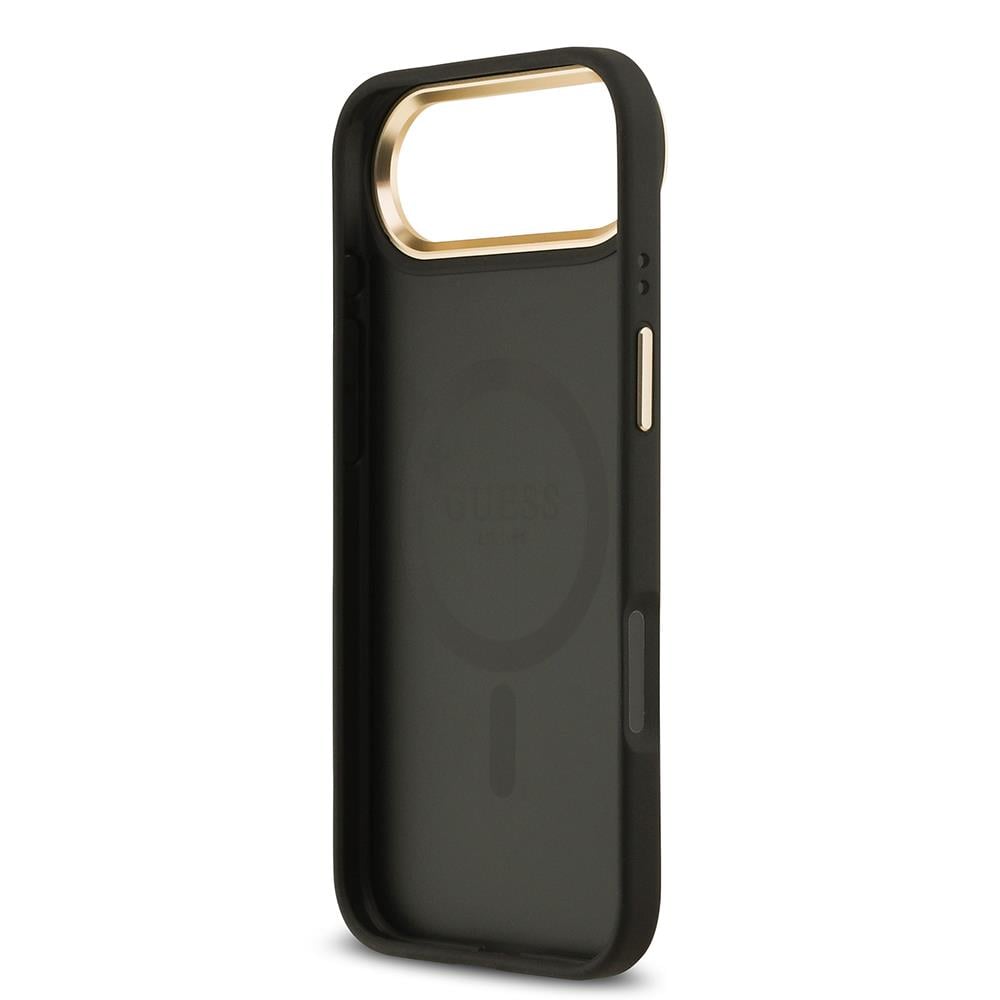 Apple iPhone 17 Air Kılıf Guess Orjinal Lisanslı M-safe Şarj Özellikli Grained Yazı ve Taşlı 4G Logolu Kapak