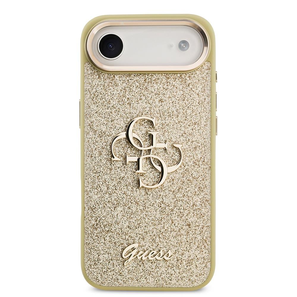 Apple iPhone 17 Air Kılıf Guess Orjinal Lisanslı 4G Büyük Metal Kamera Çerçeveli ve Logolu Glitter Kapak