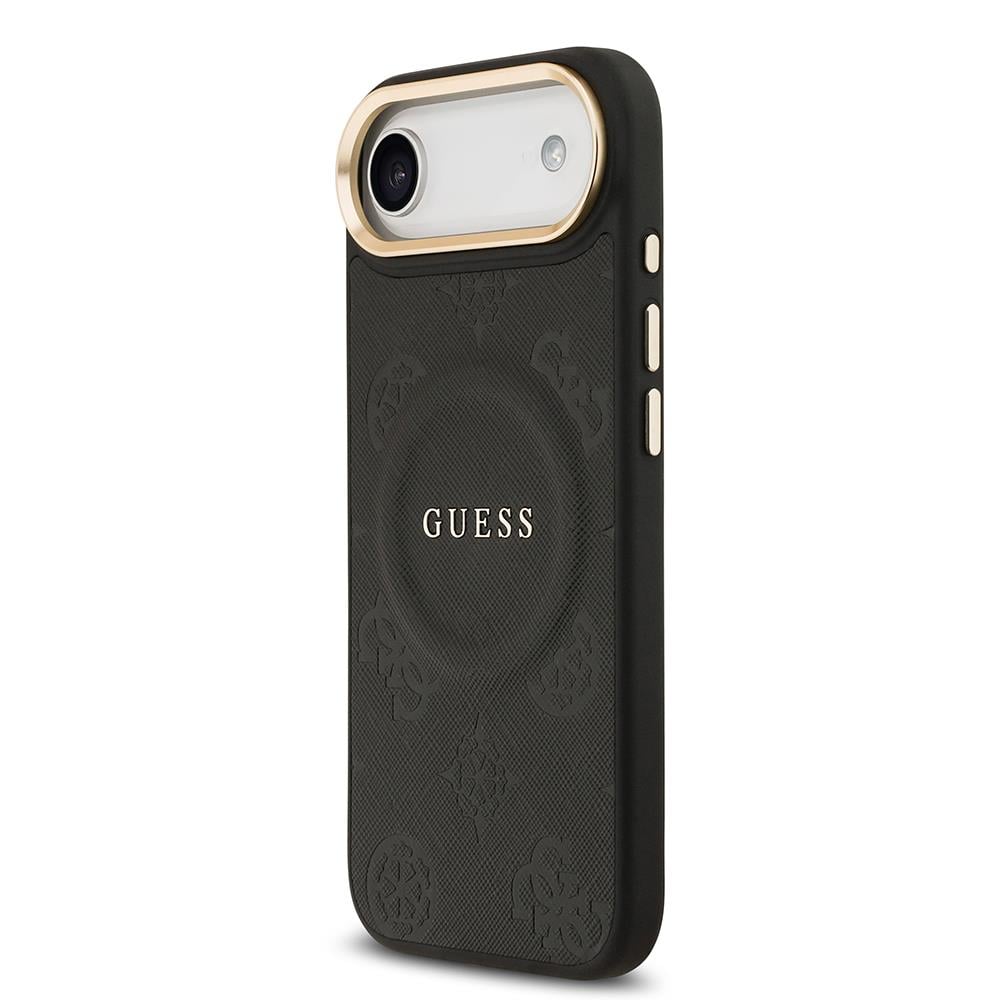 Apple iPhone 17 Air Kılıf Guess Orjinal Lisanslı M-safe Şarj Özellikli Sıcak Baskılı Yazı Logolu PU Deri Peony Kapak