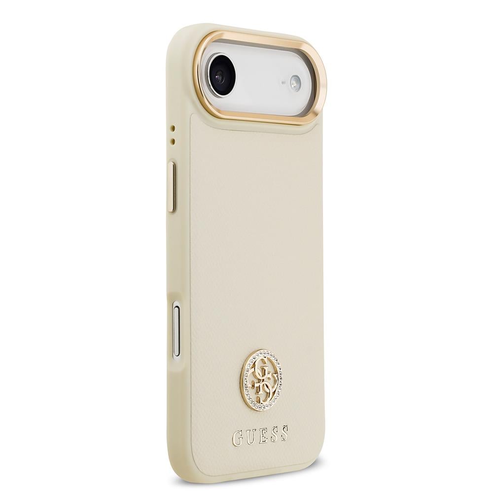 Apple iPhone 17 Air Kılıf Guess Orjinal Lisanslı M-safe Şarj Özellikli Grained Yazı ve Taşlı 4G Logolu Kapak
