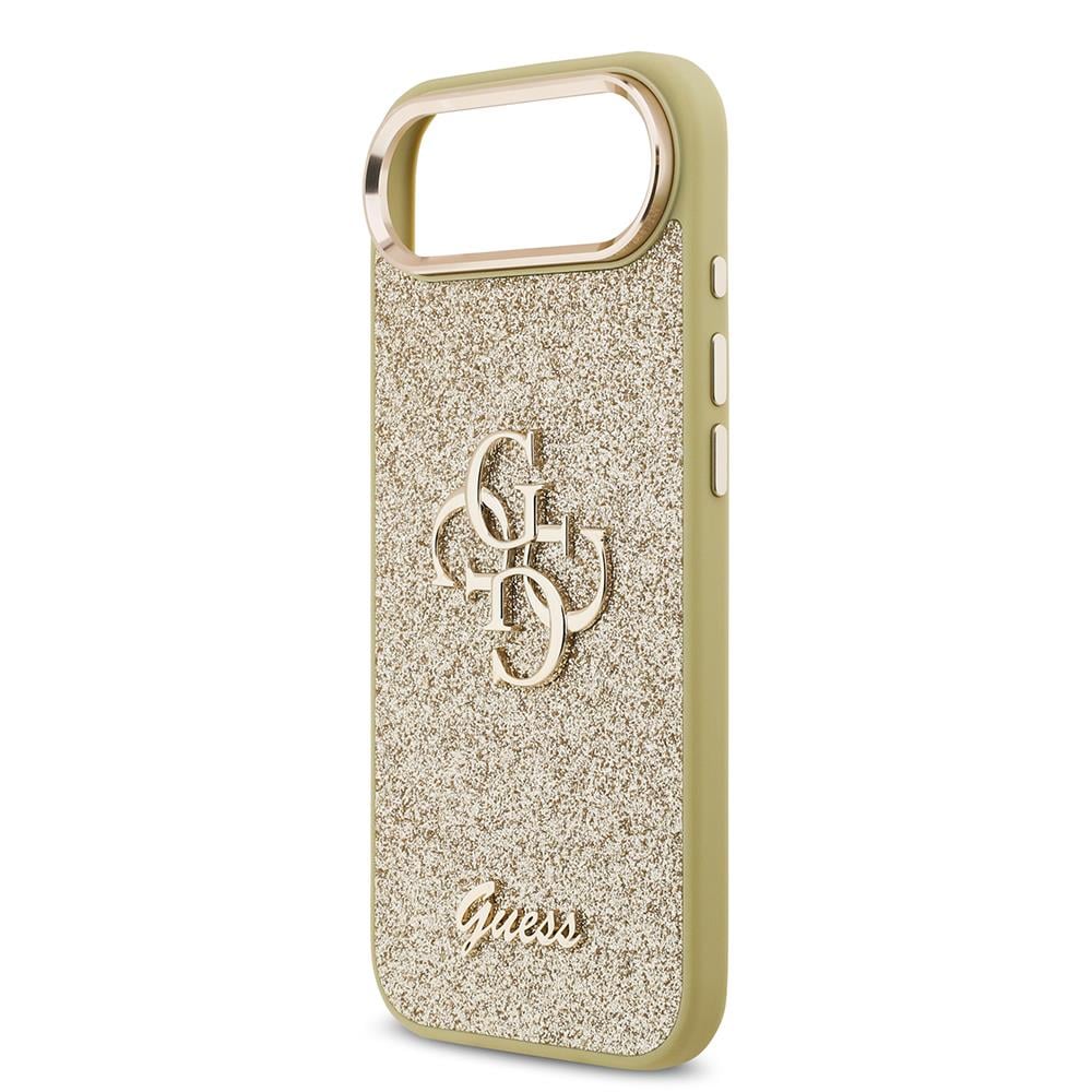 Apple iPhone 17 Air Kılıf Guess Orjinal Lisanslı 4G Büyük Metal Kamera Çerçeveli ve Logolu Glitter Kapak