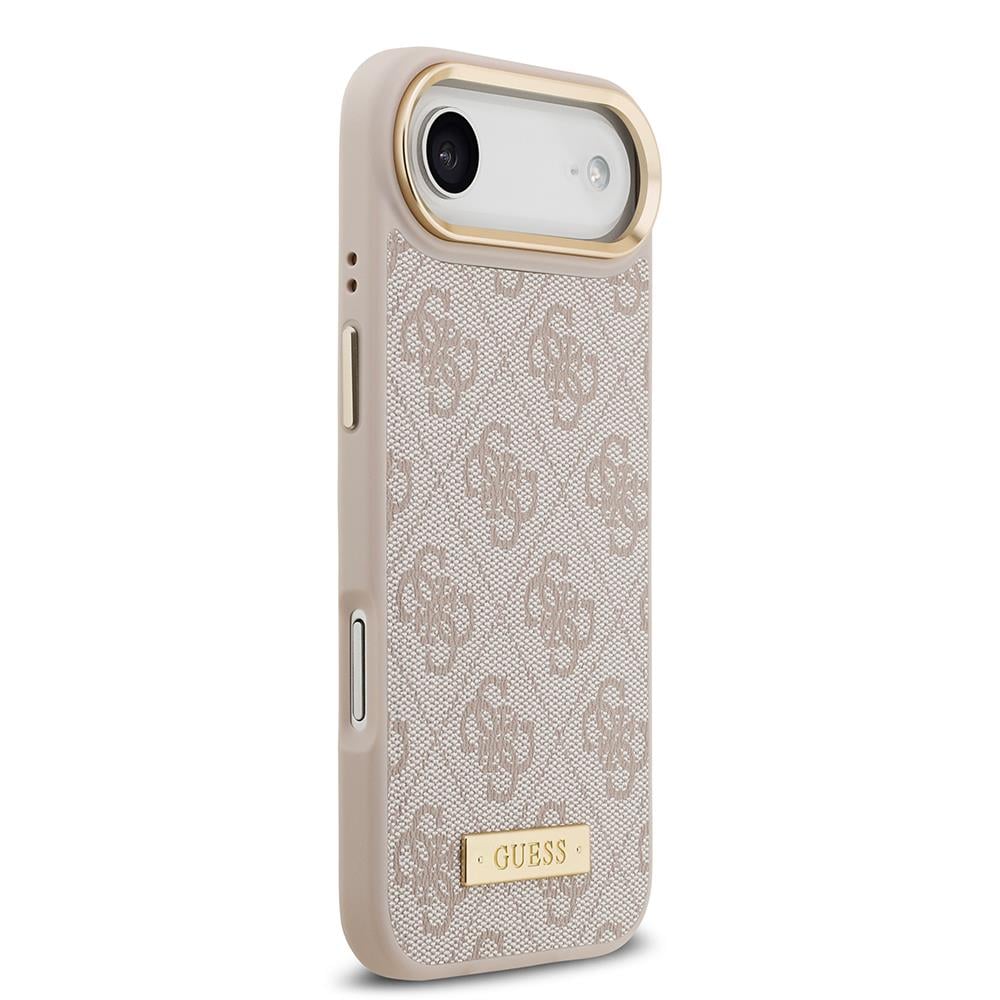 Apple iPhone 17 Air Kılıf Guess Orjinal Lisanslı M-safe Şarj Özellikli 4G Desenli PU Metal Plaka Klasik Logolu Kapak