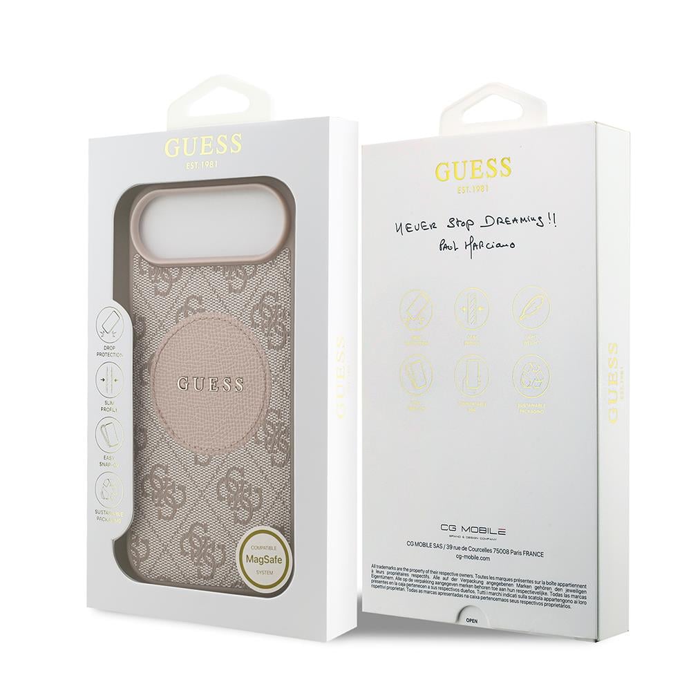 Apple iPhone 17 Air Kılıf Guess Orjinal Lisanslı M-safe Şarj Özellikli Yazı Logolu Circle Classic Kapak