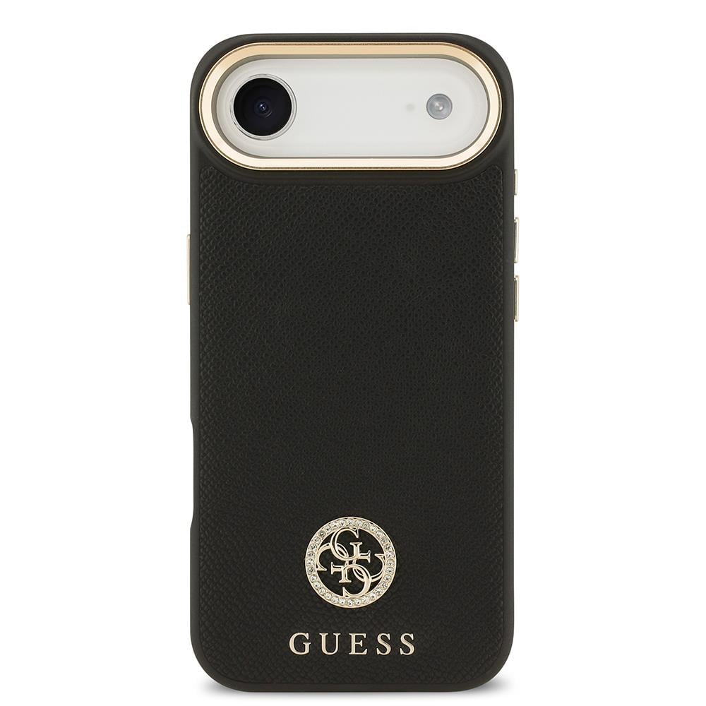 Apple iPhone 17 Air Kılıf Guess Orjinal Lisanslı M-safe Şarj Özellikli Grained Yazı ve Taşlı 4G Logolu Kapak