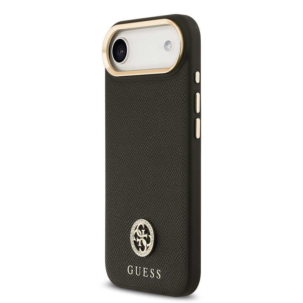 Apple iPhone 17 Air Kılıf Guess Orjinal Lisanslı M-safe Şarj Özellikli Grained Yazı ve Taşlı 4G Logolu Kapak