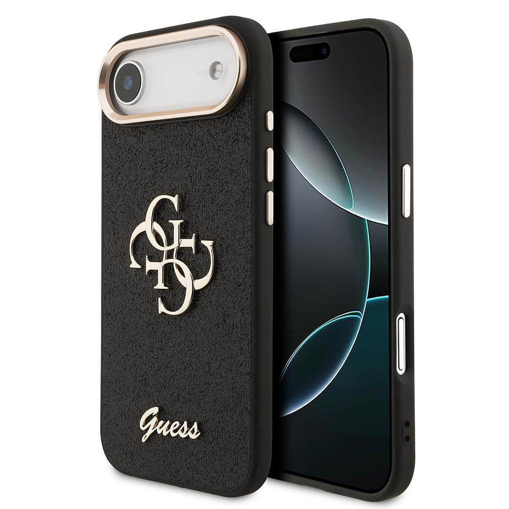 Apple iPhone 17 Air Kılıf Guess Orjinal Lisanslı 4G Büyük Metal Kamera Çerçeveli ve Logolu Glitter Kapak