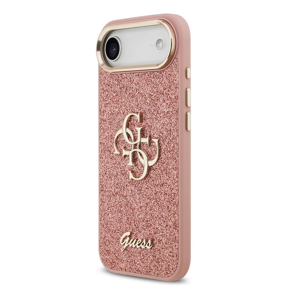 Apple iPhone 17 Air Kılıf Guess Orjinal Lisanslı 4G Büyük Metal Kamera Çerçeveli ve Logolu Glitter Kapak