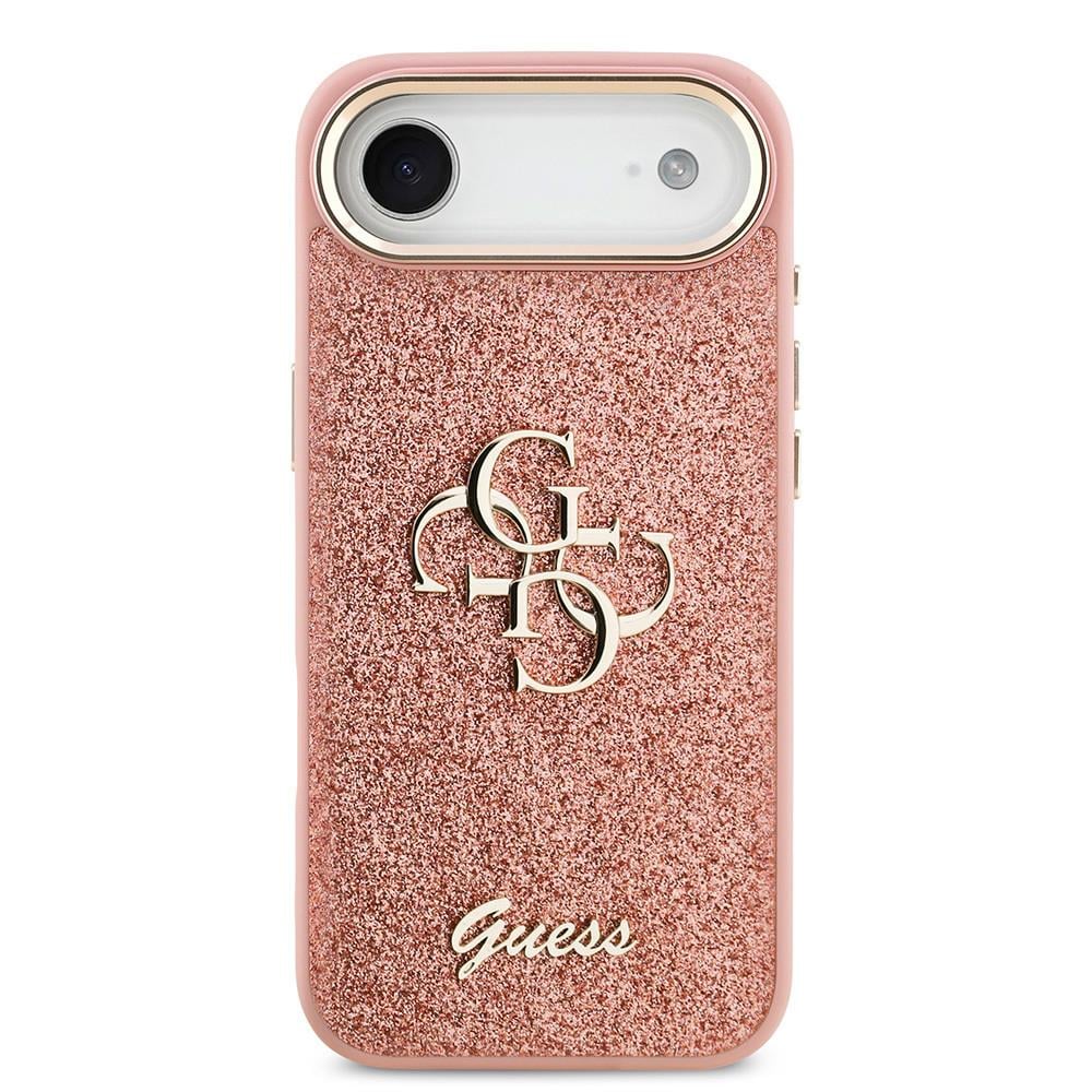 Apple iPhone 17 Air Kılıf Guess Orjinal Lisanslı 4G Büyük Metal Kamera Çerçeveli ve Logolu Glitter Kapak