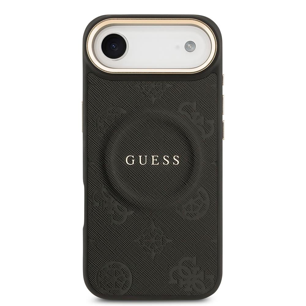 Apple iPhone 17 Air Kılıf Guess Orjinal Lisanslı M-safe Şarj Özellikli Sıcak Baskılı Yazı Logolu PU Deri Peony Kapak
