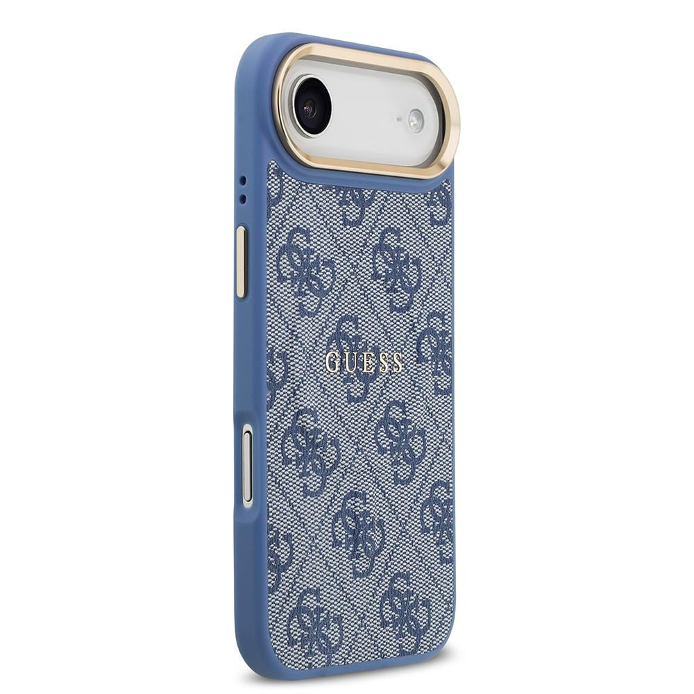 Apple iPhone 17 Air Kılıf Guess Orjinal Lisanslı M-safe Şarj Özellikli Gold Metal Kamera Çerçeveli PU Deri 4G Desenli Yazı Logolu Kapak