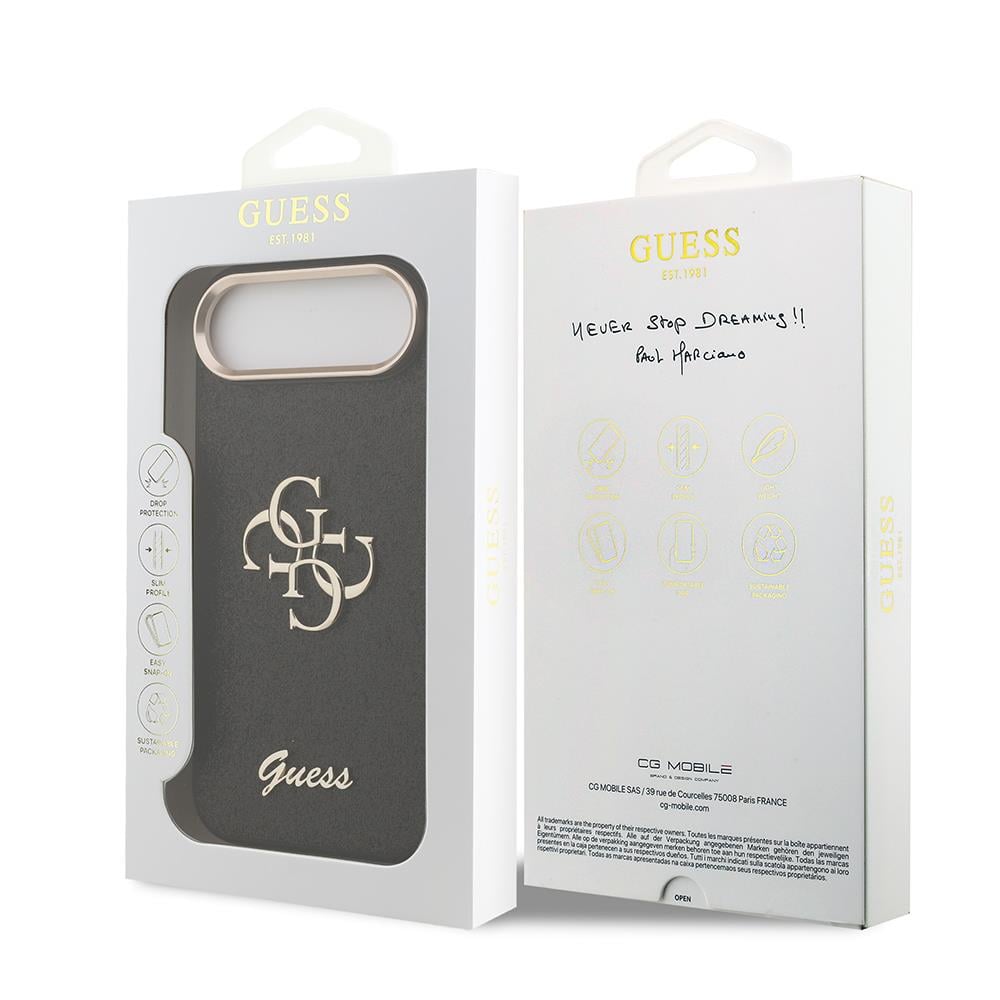 Apple iPhone 17 Air Kılıf Guess Orjinal Lisanslı 4G Büyük Metal Kamera Çerçeveli ve Logolu Glitter Kapak