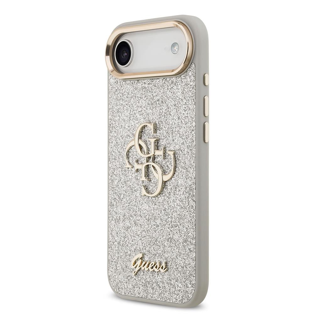 Apple iPhone 17 Air Kılıf Guess Orjinal Lisanslı 4G Büyük Metal Kamera Çerçeveli ve Logolu Glitter Kapak