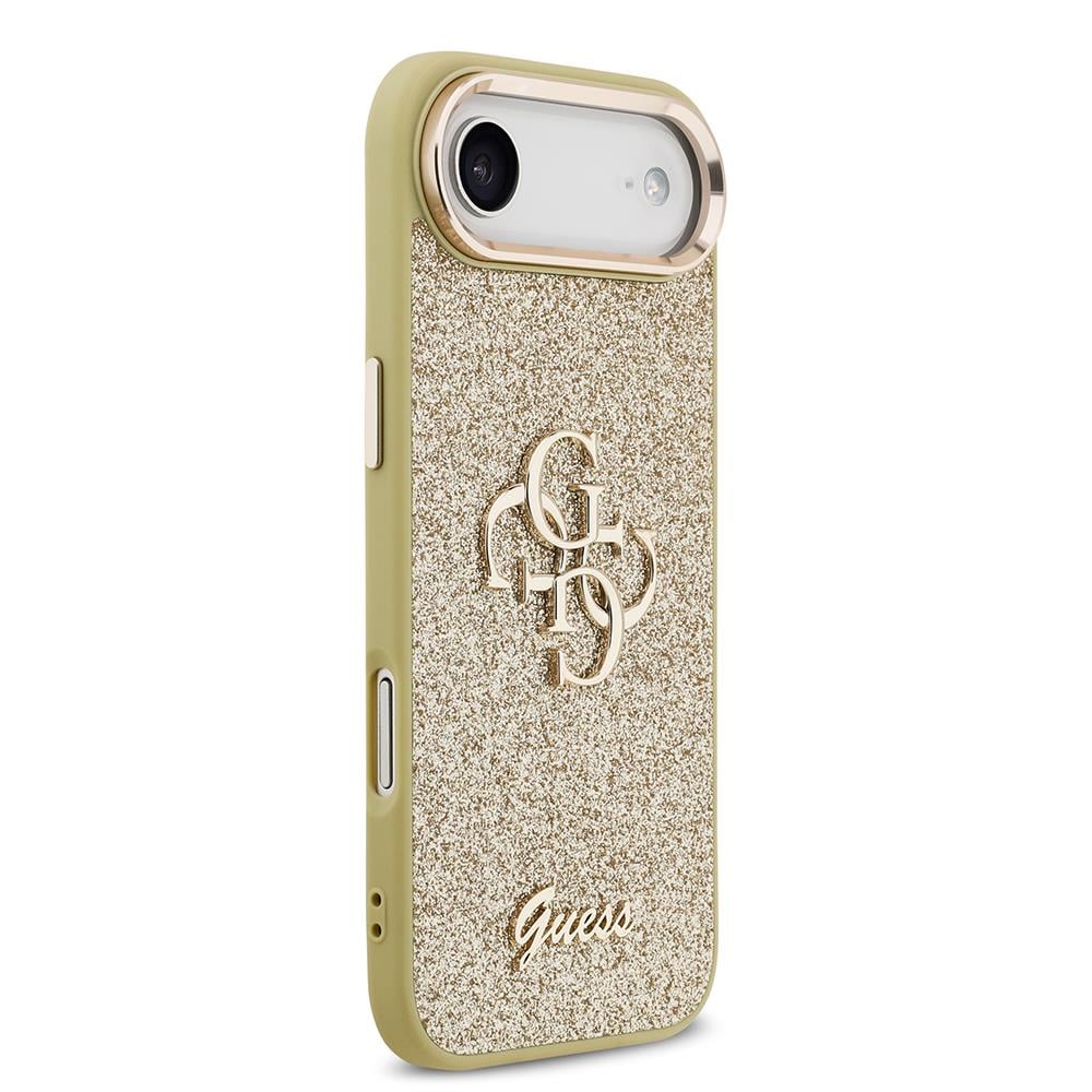 Apple iPhone 17 Air Kılıf Guess Orjinal Lisanslı 4G Büyük Metal Kamera Çerçeveli ve Logolu Glitter Kapak