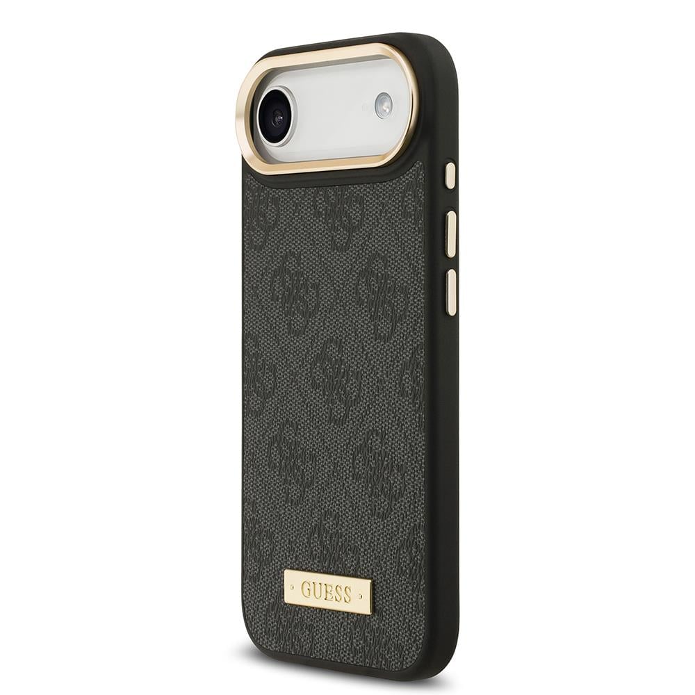 Apple iPhone 17 Air Kılıf Guess Orjinal Lisanslı M-safe Şarj Özellikli 4G Desenli PU Metal Plaka Klasik Logolu Kapak
