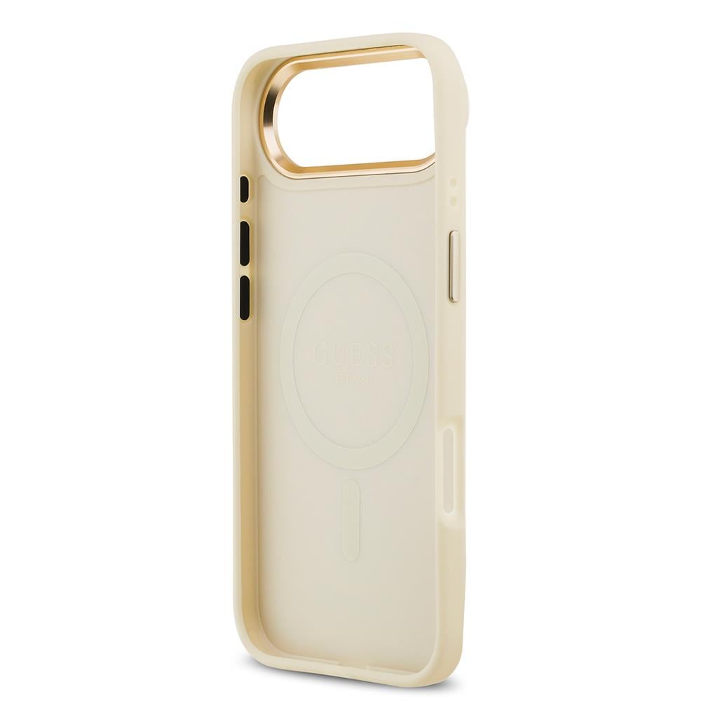 Apple iPhone 17 Air Kılıf Guess Orjinal Lisanslı M-safe Şarj Özellikli Grained Yazı ve Taşlı 4G Logolu Kapak