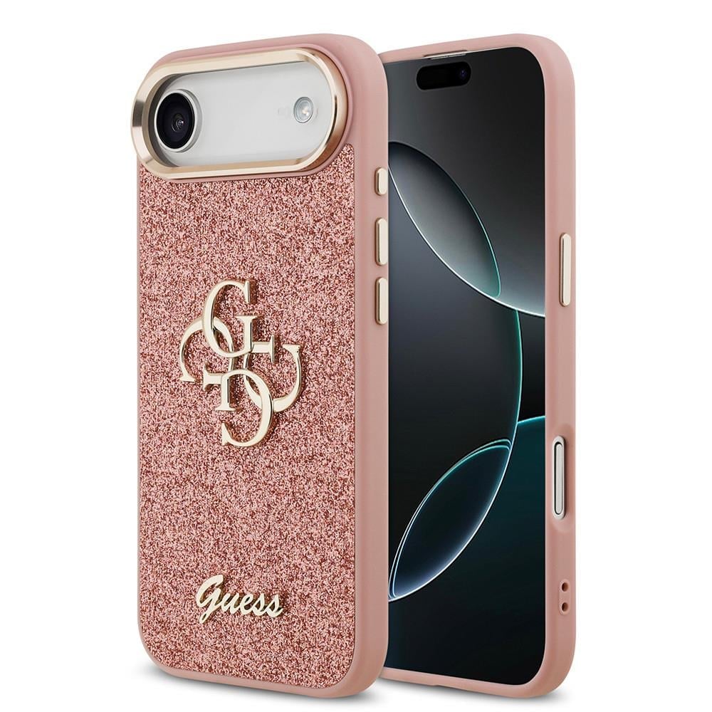 Apple iPhone 17 Air Kılıf Guess Orjinal Lisanslı 4G Büyük Metal Kamera Çerçeveli ve Logolu Glitter Kapak