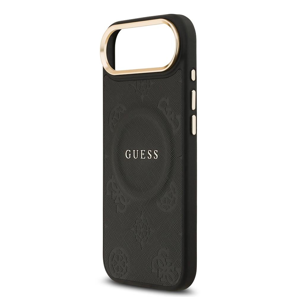 Apple iPhone 17 Air Kılıf Guess Orjinal Lisanslı M-safe Şarj Özellikli Sıcak Baskılı Yazı Logolu PU Deri Peony Kapak