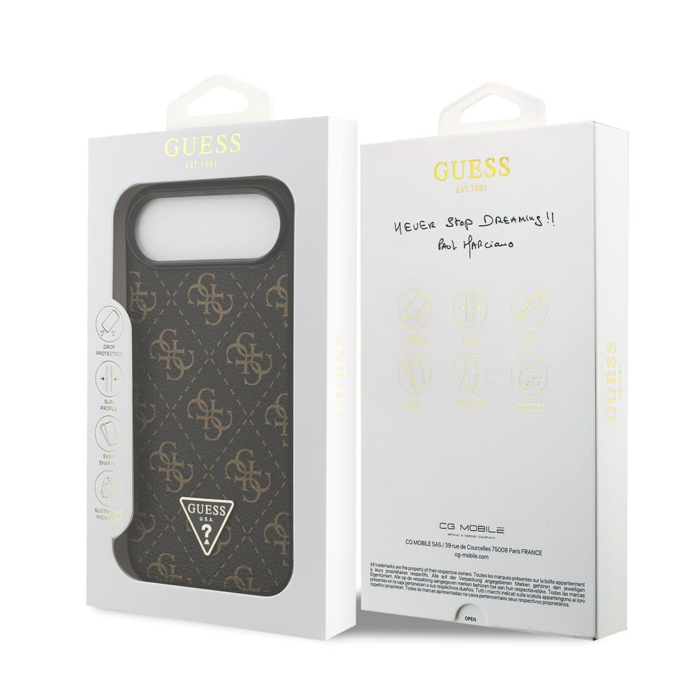 Apple iPhone 17 Air Kılıf Guess Orjinal Lisanslı PU Deri 4G Desenli Üçgen Logolu Kapak